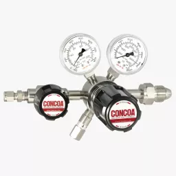 Six-port, single stage, stainless steel barstock cylinder regulator for ultra-high purity gas applications